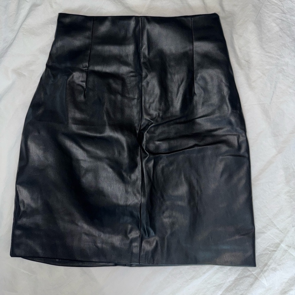 H&M Black Leather Mini Skirt